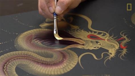 Japanese Artist Paints Dragons Body With One Brushstroke