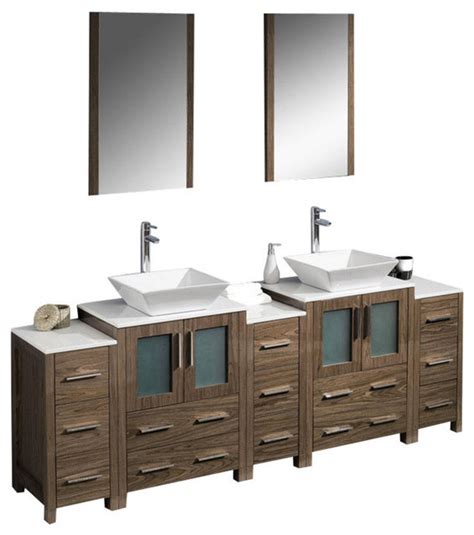Check spelling or type a new query. 84 Inch Double Bathroom Vanity with Side Cabinets, Walnut ...