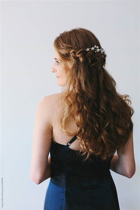 Side View Of Pretty Teenage Girl Dressed For A School Ball By Jacqui Miller