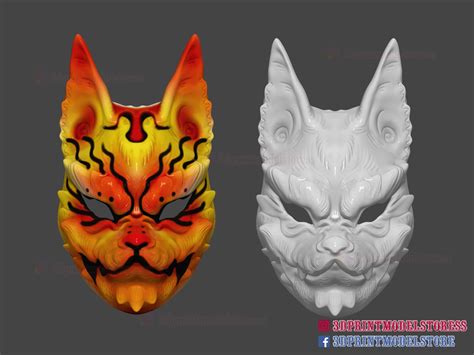 3d File Japanese Kitsune Tailed Demon Fox Cosplay Mask 3d Print File・3d