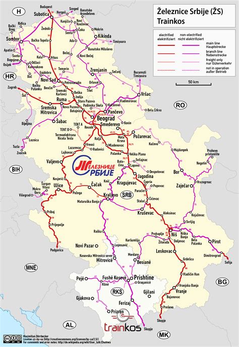 Mapa Železnice Srbije Serbia