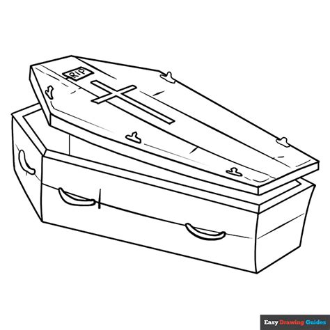 Coffin Coloring Page Easy Drawing Guides