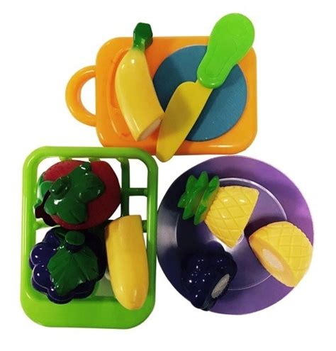 Quasar Realistic Sliceable Fruits Cutting Play Toy Set Can Be Cut In 2 Parts Fruits Cutting