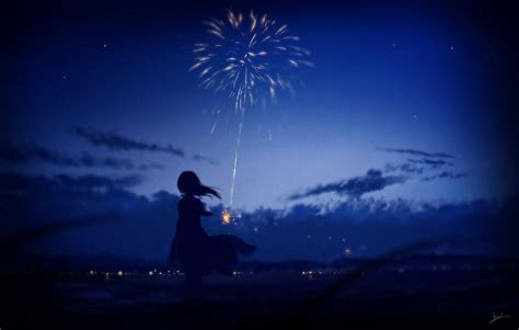 Wallpaper Anime Girls Fireworks Anime Sky Clouds 3894x2480