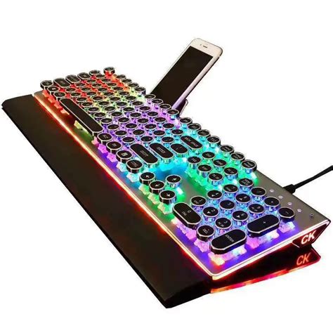 Diy Qwerty Steampunk Retro Mechanical Keyboard Usb Wired Rainbow