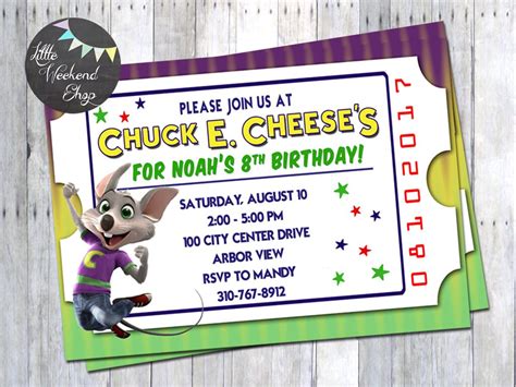 Chuck E Cheese Birthday Invitations Cheese Birthday Chuck Invitations