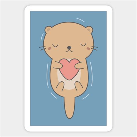 Kawaii Cute Otter Hugging A Heart Otter Sticker Teepublic Au