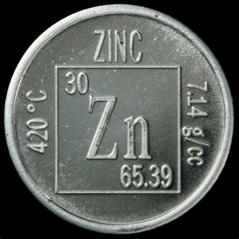 Element Coin A Sample Of The Element Zinc In The Periodic Table