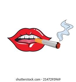 Smoking Woman Lips Close Vector Illustration Stock Vector Royalty Free Shutterstock