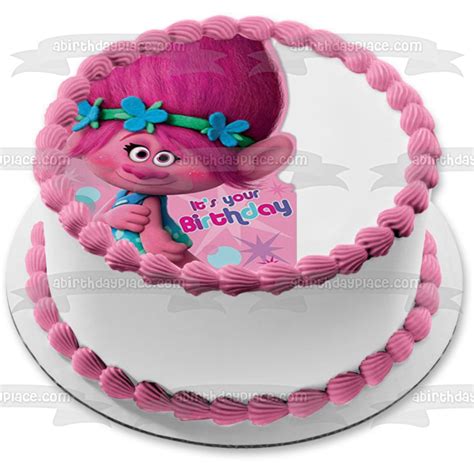 Trolls Princess Poppy Happy Birthday Edible Cake Topper Image