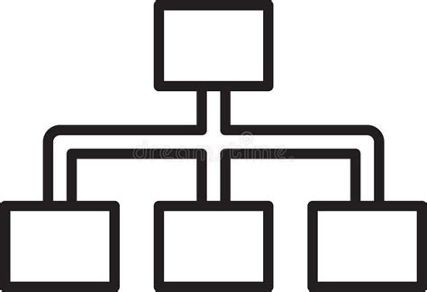 Black Line Business Hierarchy Organogram Chart Infographics Icon