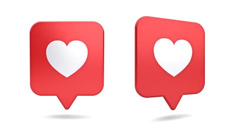 3d Social Media Notification Love Like Heart Icon In Red