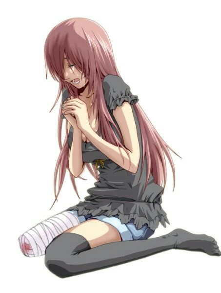 Anime Amputee Girl Crying Pinkhair