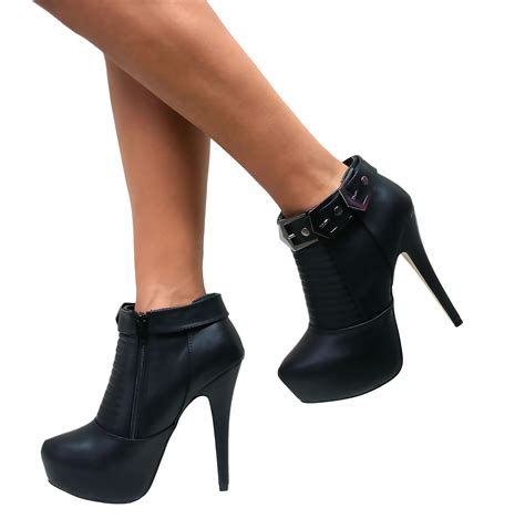 Ladies Womens Stiletto High Heel Ankle Boots Platform Booties Court