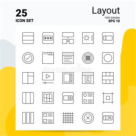 25 Layout Icon Set 100 Editable Eps 10 Files Stock Vector