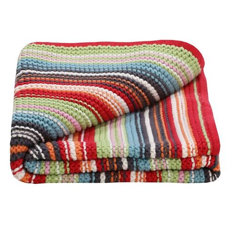Striped Multi Color Knit Cotton Blanket Knitted Baby Blanket