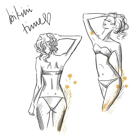 dibujo de hermosas chicas en bikini ilustración de moda vector premium