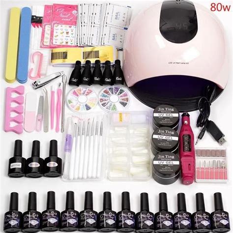 12 Color Gel Nail Polish Varnish Extension Kit With 36w48w 80w Led Uv