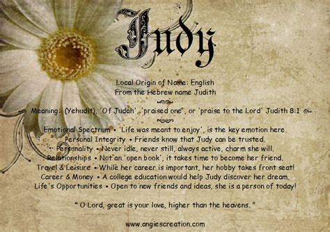 Noun the wife of punch in the puppet show called punch and judy. Name meaning | Names with meaning, Judy, Names
