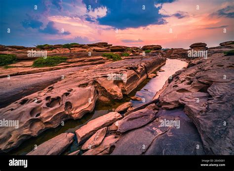 Landscape Of Sunset At Sam Phan Bok In Ubonratchathani Unseen In