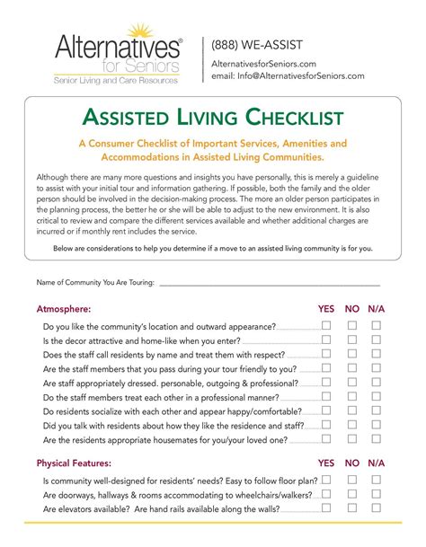 Assisted Living Checklist Alternatives For Seniors Elderly Activities Dementia Activities