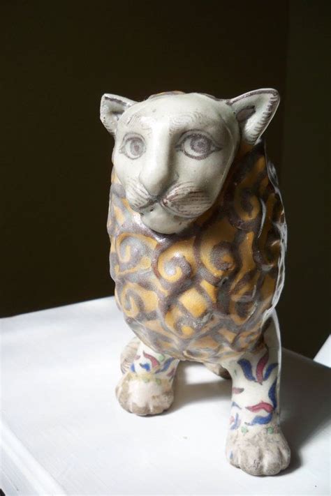 Vintage Persian Qajar Pottery Lion Figurine Etsy Pottery Lion