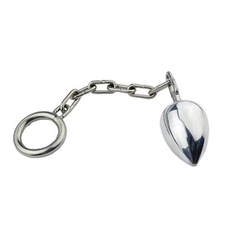 Stainless Steel Long Chain Big Anal Ball Expander Butt Plug Cock Ring Sex Toys For Men Anus
