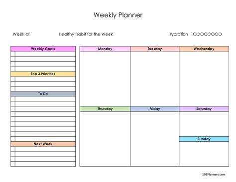 Free Weekly Planner Printable Template Paper Trail Design Exceptional
