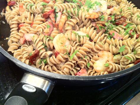 Recipes From 4everykitchen Tangy And Spicy Shrimp And Chorizo Pasta