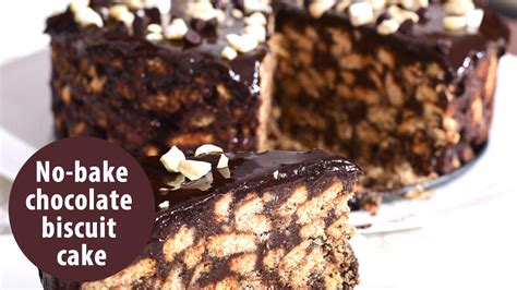 Chocolate graham crackers layered between creamy vanilla custard, topped with chocolate glaze. No bake chocolate biscuit cake | Valentine's day special ...