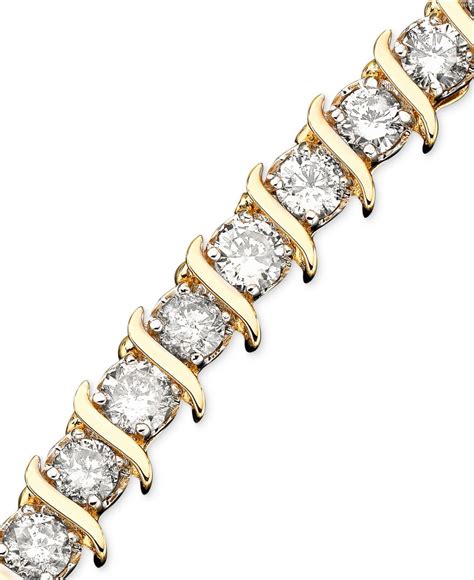 Macy S Diamond Single Row Bracelet 5 7 8 Ct T W In 10k Gold In White Lyst