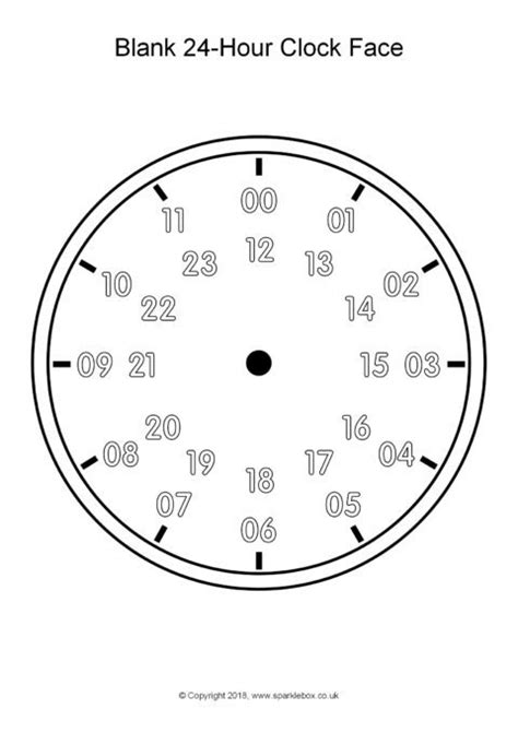 The day runs from midnight to midnight and is divided into 24 hours from 0 (midnight). Blank 24-Hour Analogue Clocks (SB12496) - SparkleBox