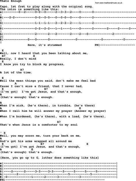 Johnny Cash Song Thats Enough Lyrics And Chords