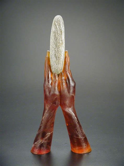 John Littleton Kate Vogel Artists Sentinel Cast Glass Hands Rock 14¼ H X 6⅜ W X 3½ D