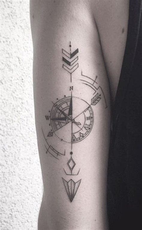 Compass Arrow Back Of Arm Forearm Tattoo Ideas At Black