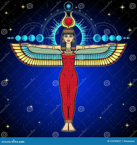 Winged Isis Goddess In Ancient Egyptian Religion Osiris Sister And Wife Vector Illustration
