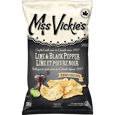 Miss Vickies Kettle Cooked Lime And Black Pepper Chips 200g71 Oz