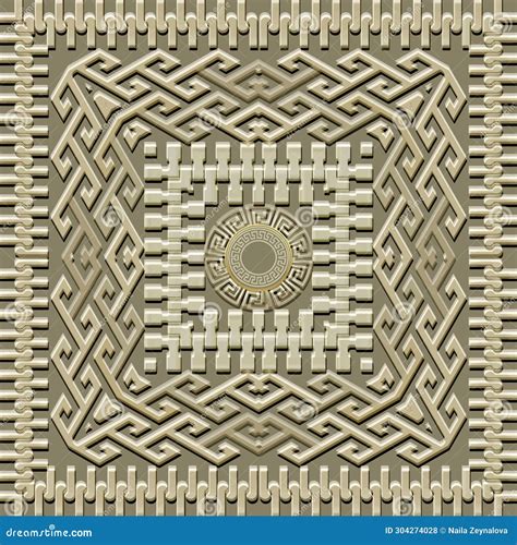 Emboss Celtic Style 3d Seamless Pattern With Square Zipper Frames