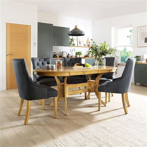 Townhouse Oval Extending Dining Table And 6 Duke Chairs Natural Oak