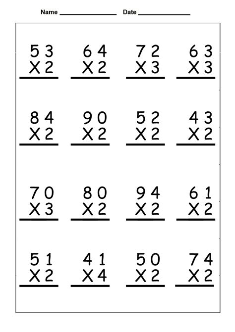 Multiplication Worksheets Printable Grade 4