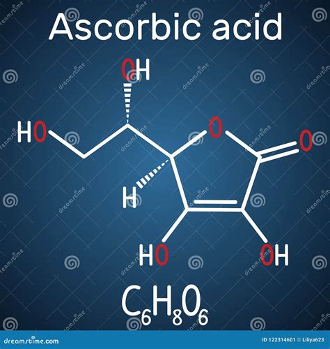 Vitamina C Del ácido Ascórbico Fórmula Química Y Molec Estructurales