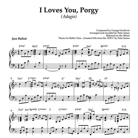 I Loves You Porgy Gershwin Sheet Music For Ballet Class Adagio