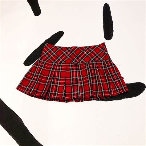 90s Y2k Royal Bones Daang Goodman Plaid Micro Mini Skirt Red Tartan