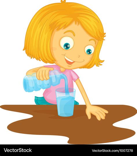 Girl Pouring Water In Glass Royalty Free Vector Image