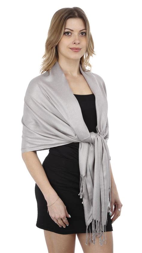 Gilbin Luxurious Solid Colores Soft Pashmina Shawl Wrap Stole Silver
