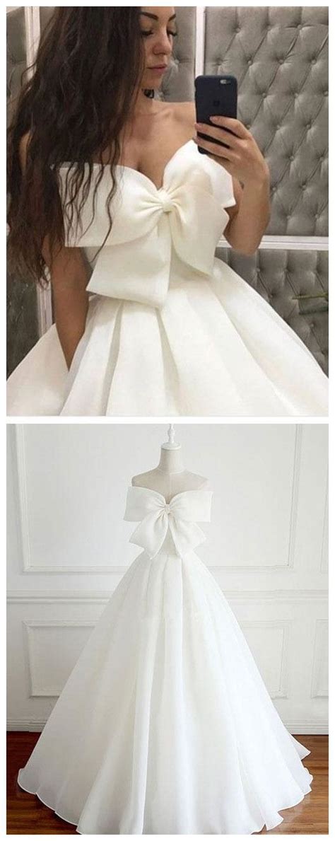 Cute White Big Bow Knot Prom Dressstrapless Evening Dresssatin Party