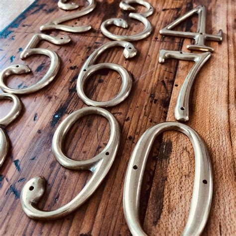 Heavy Brass Salvaged Address Number Vintage House Numbers Large Brass