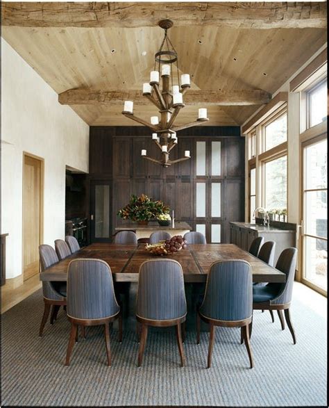 Bright Dining Room With Rustic Beams Shades Of Wood By Stephen Sills