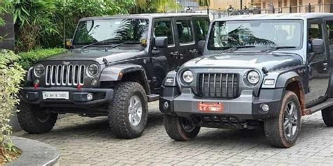All New Mahindra Thar And Jeep Wrangler Similarities In Side By Side Pics