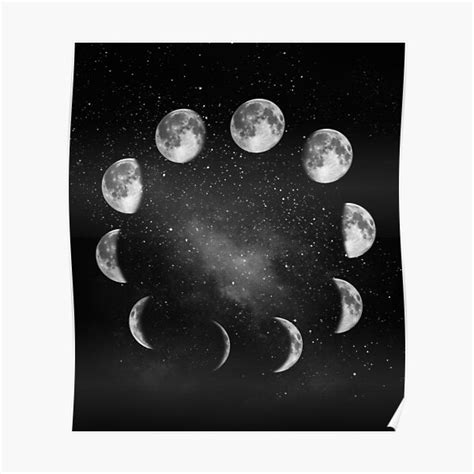 Moon Phase Black And White Phases Of The Moon Poster For Sale By